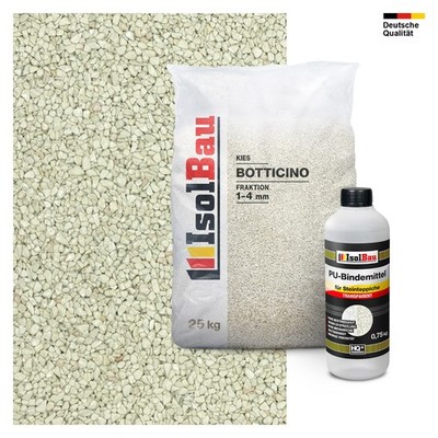 Steinteppich Marmorkies 25kg + Polyurethanharz SET für 2,5m² Innen und Außen 
