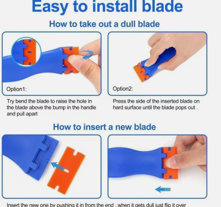 Plastic Razor Blade Scraper Tool Window Glass Sticker Adhesive Removal ...