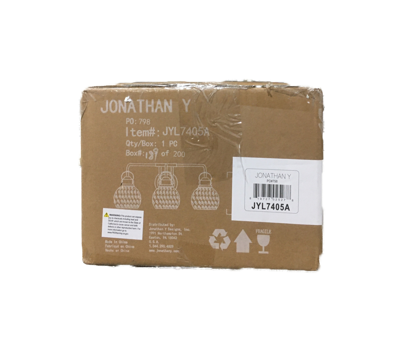 JONATHAN Y Shirley 24 in. 3-Light Metal/ Bubbled Glass Chrome Vanity Light