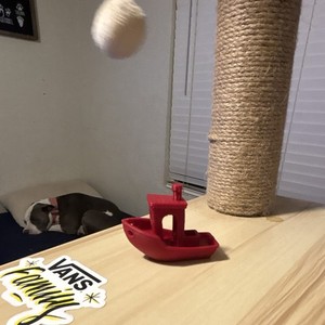 3D Printed Mini Boat Model - Red Plastic, Ready to Go Pre-Built