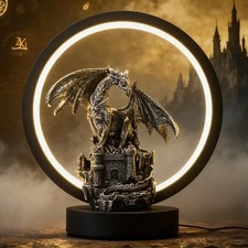 Figurine Lamp - 6.15 inch LED Circle Table Lamp Light for Dragons Dragon Castle
