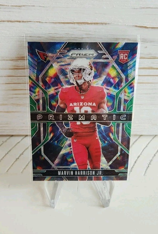 🔥 2024 Panini Prizm Marvin Harrison Jr Prizmatic Green Wave Parallel RC #12! AZ