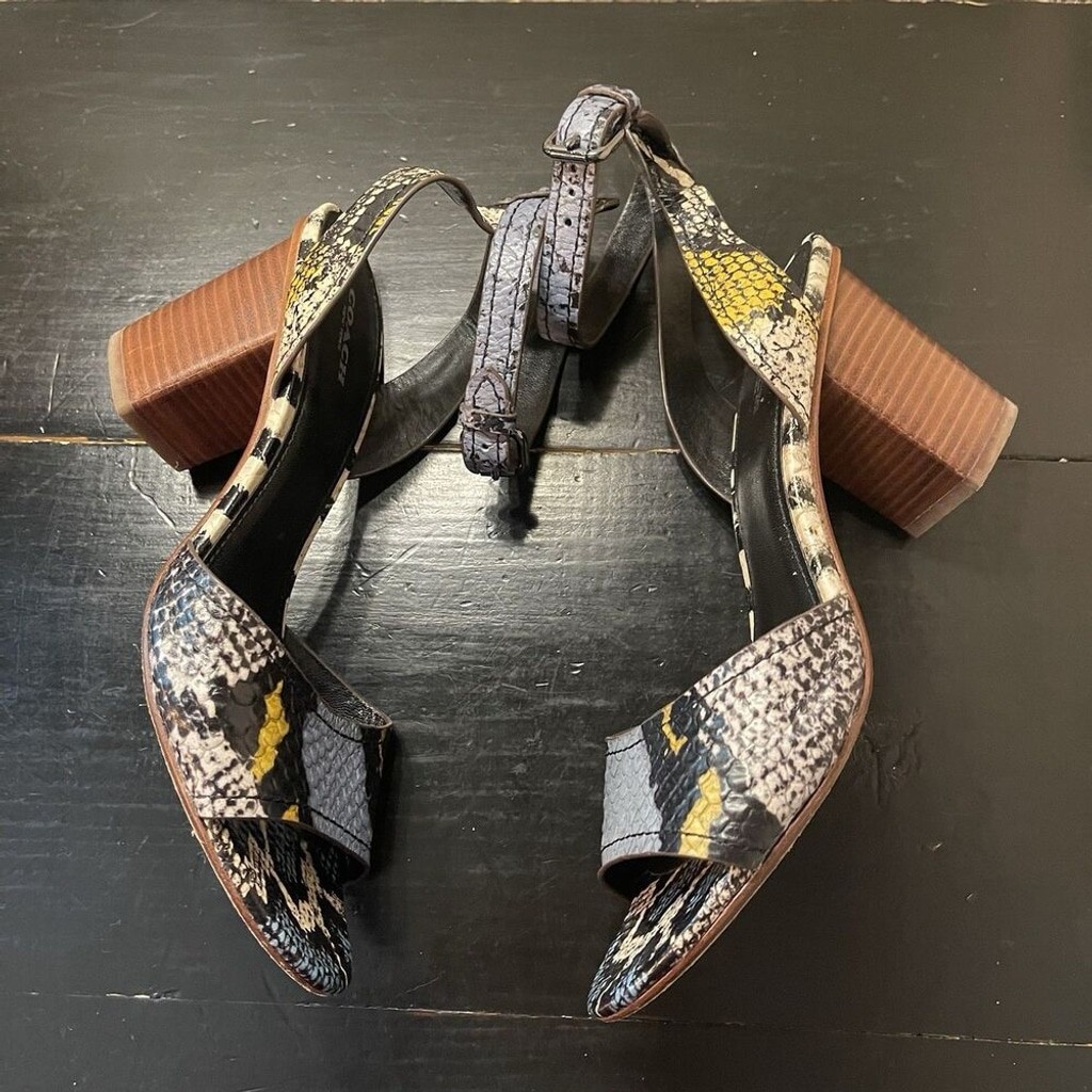 Coach Pipher Python/Anaconda Size 8.5 Wooden Bloc… - image 6
