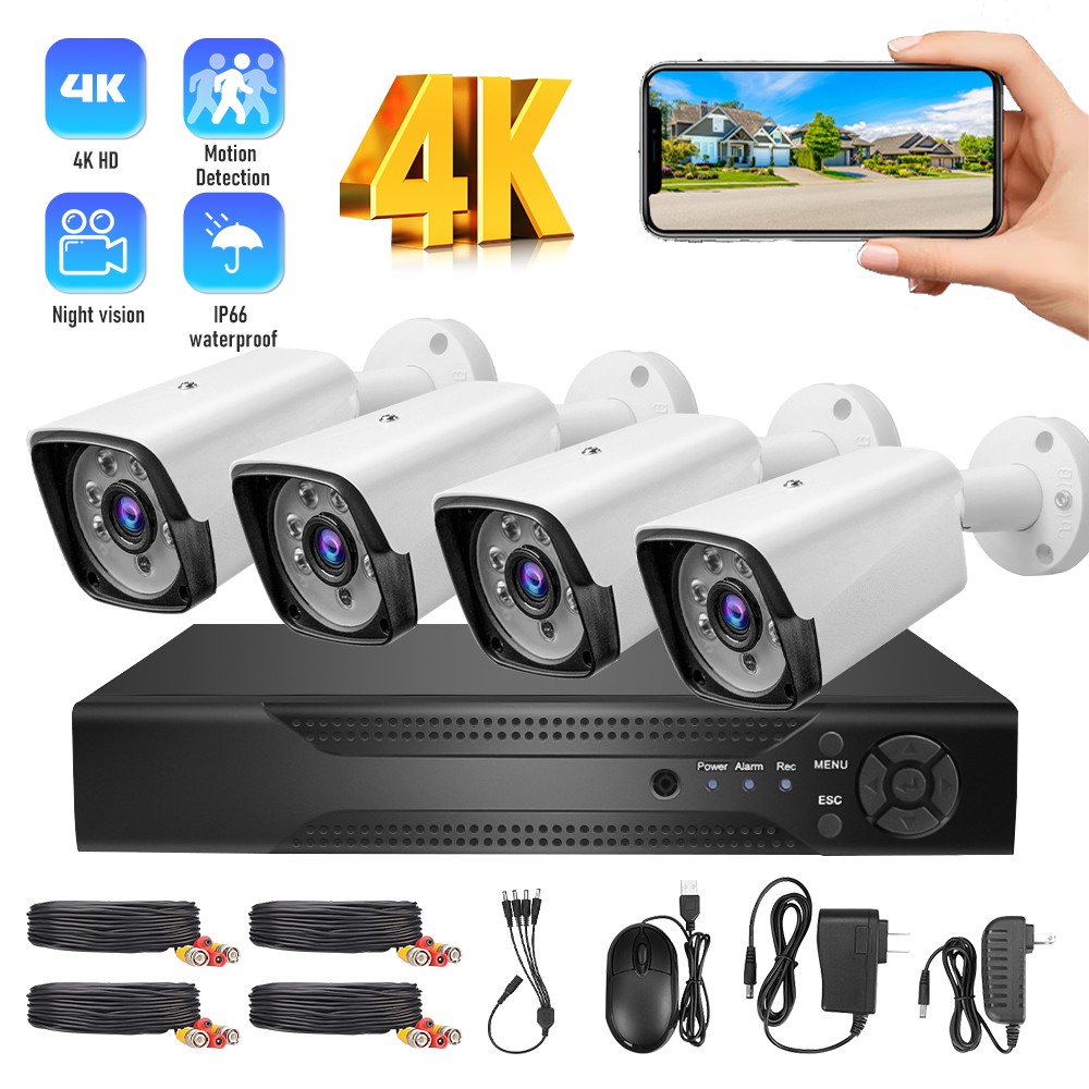 1080p Full HD Outdoor Security Camera System, 4 Pack Smart H