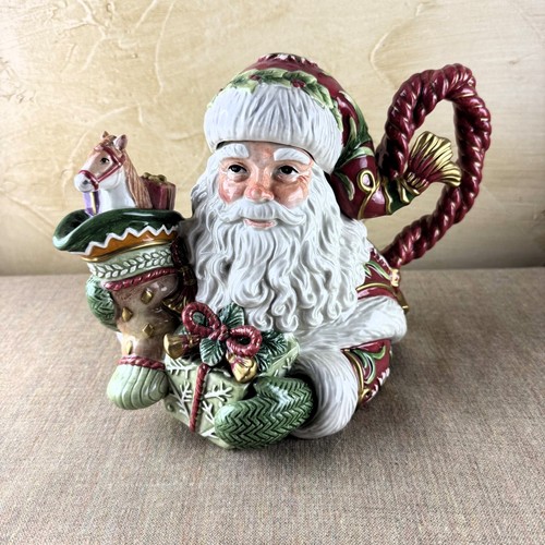Fitz & Floyd Winter Holiday Santa Teapot – With Lid – Excellent Condition