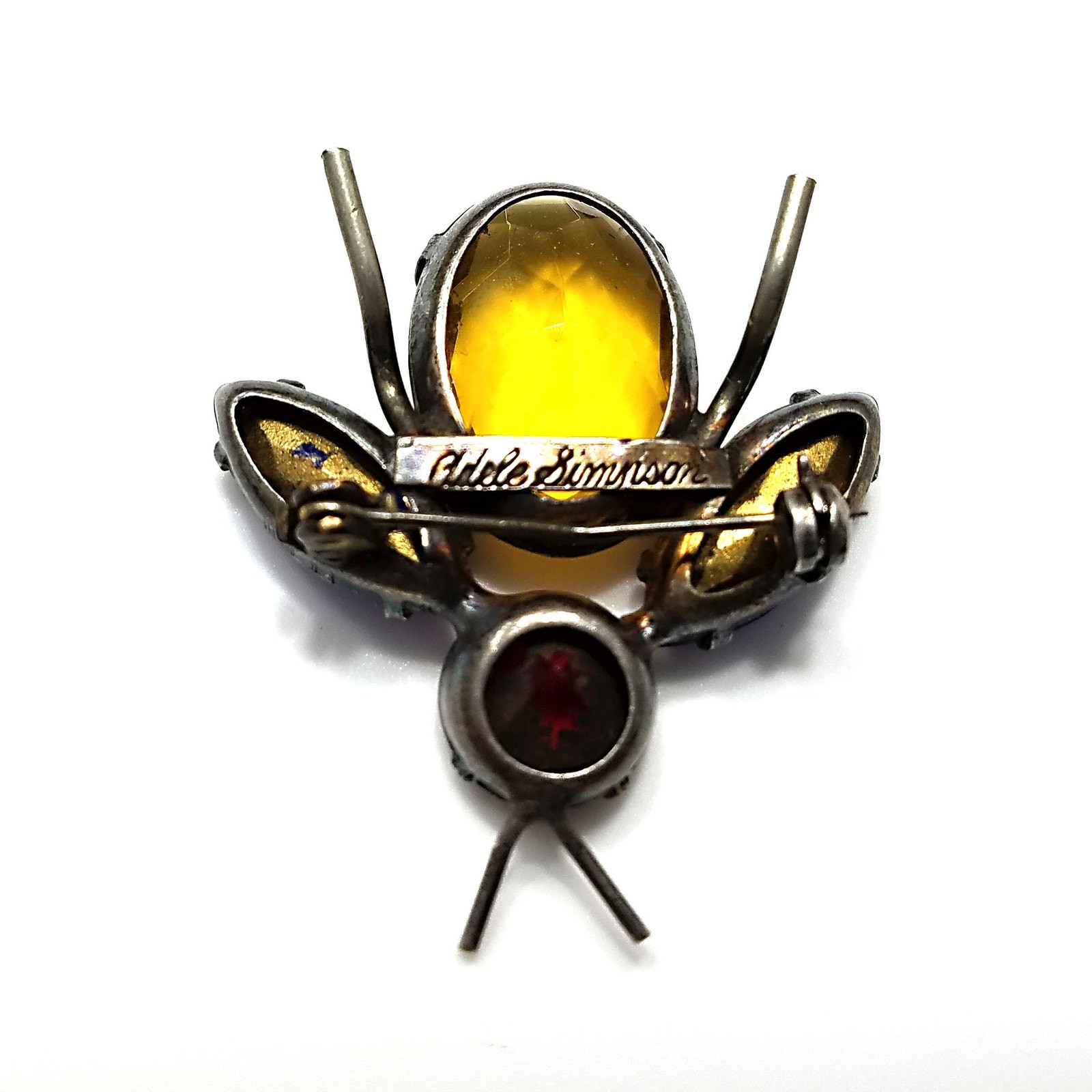 Vintage Adele Simpson Bug Brooch, Multicolored Rh… - image 9