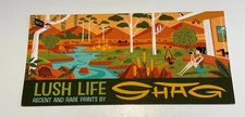 SHAG Josh Agle The Lyre Bird PROMO postcard AD card ART Palm Springs MCM Tiki