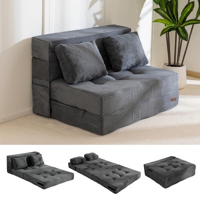MAXYOYO Convertible Sofa Bed, Fold Out Loveseat Sleeper Twin, Dark Grey 