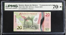 Mexico 20 Pesos 2021 P 136 Commemorative Superb Gem UNC PMG 70 EPQ Star TOP