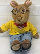 Vintage Eden Toys Arthur Plush Doll Marc Brown 1992 Yellow Sweater Glasses PBS