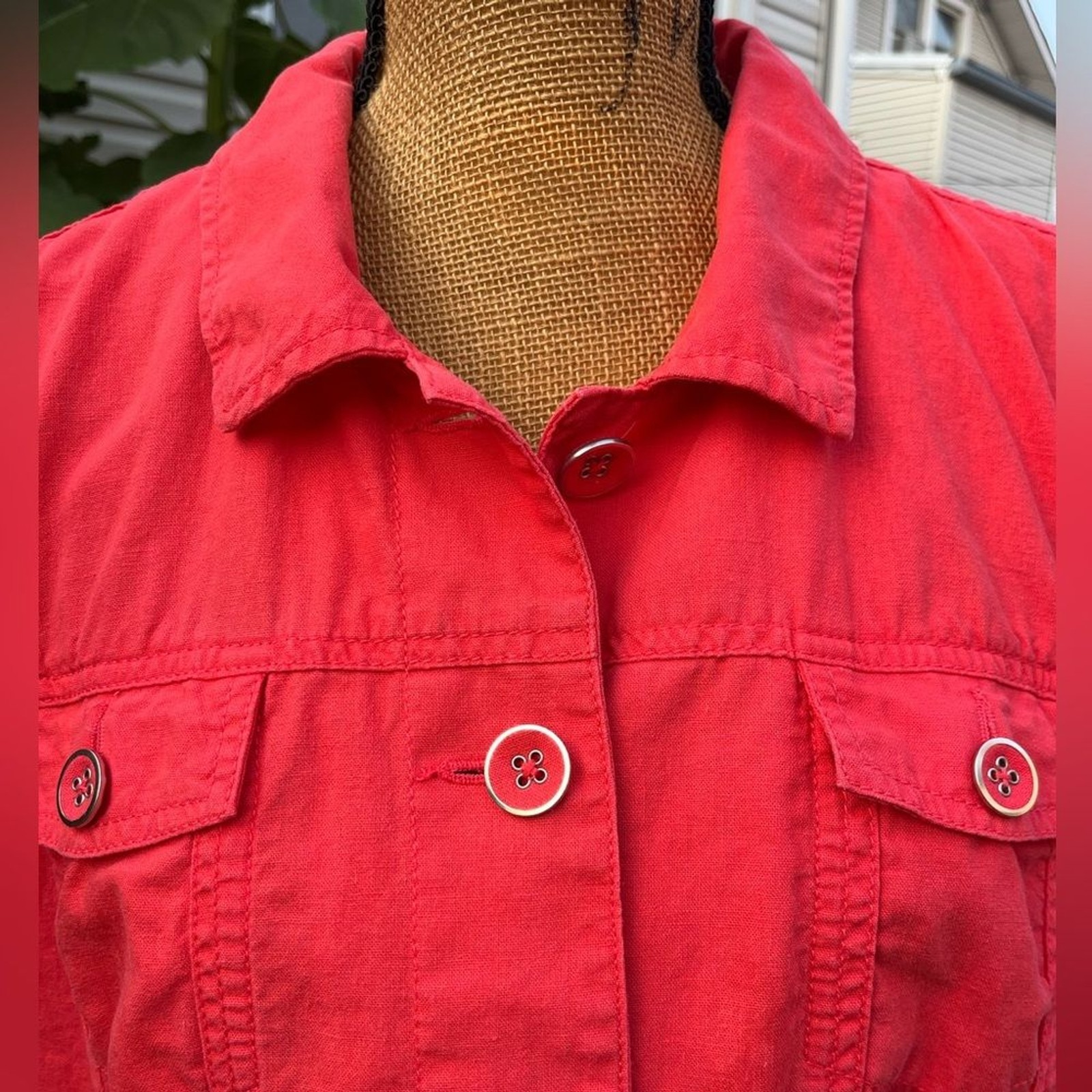 Relativity Linen Blend Button Up Spring Summer Ja… - image 2