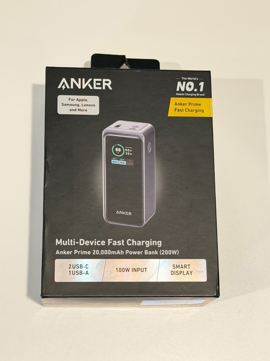 Anker Prime 20000mAh 200W USB-C Portable Power Bank - Black NEW SEALED  194644130893| eBay