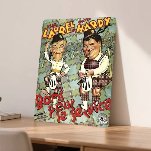 Tin Metal Signs Home Décor Laurel & Hardy Vintage Comedy Icons Aluminum Wall Lig