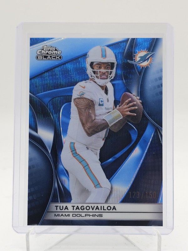 TUA TAGOVAILOA 2025 TOPPS CHROME BLACK BLUE WAVE REFRACTOR /150 DOLPHINS Q7485