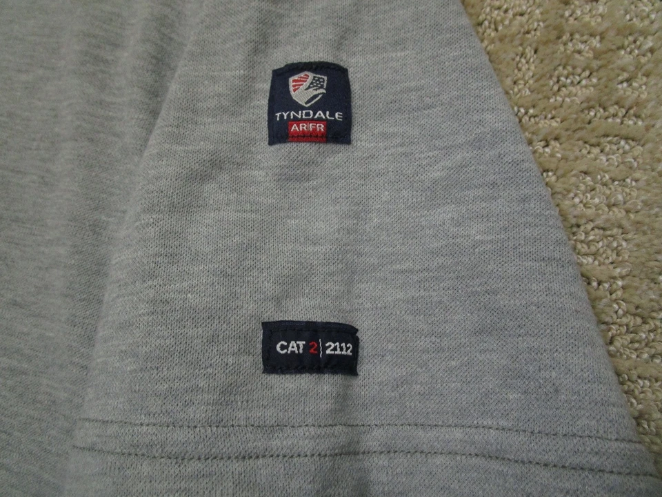 Camisa Tyndale FR Hombres 2XL XXL Gris Polo Manga Corta Llama Resistente al Fuego CAT2 Foto 3 de 4