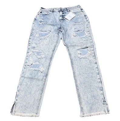 KanCan Jeans High Rise Skinny Destroyed Slit Raw Hem Acid Wash NWT Size 9/28