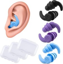 Reusable Ear Plugs for Swimming 3 Pairs Soft Silicone Waterproof Swim Earplugs w