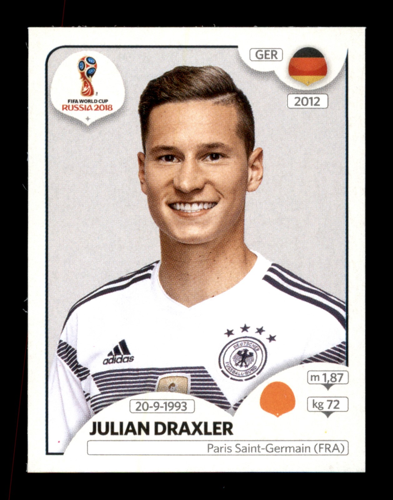 Julian Draxler Germany 2018 Panini World Cup Sticker #440