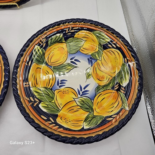 Z Gallerie Palermo 3 Dinner Hand Painted Plates, by Tabletops ๐ Lemon Pattern - Picture 5 of 14