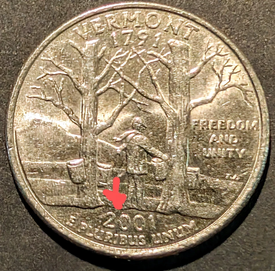 2001 P Vermont State Liberty Quarter - Obvious ERRORS DDO on A ~ Drooling George - Image 2 of 4