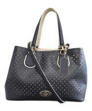 COACH 2-Way Bag 34971 Beige x Navy