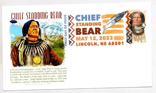 #5798 CHIEF STANDING BEAR NATIVE AMERICAN INDIAN STAMP COLOR CANCEL FDC