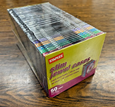 Staples Slim Jewel 50 Pack CD/DVD 40 clear 10 assorted colors
