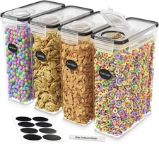 Cereal Containers Storage 4 Pack 135 fl. oz Cereal Dispenser Airtight Food St...
