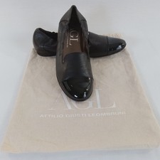 AGL Black Leather Ballet Flats Shoes Cap Toe Patent Leather SZ 36 US 6 Dust Bag