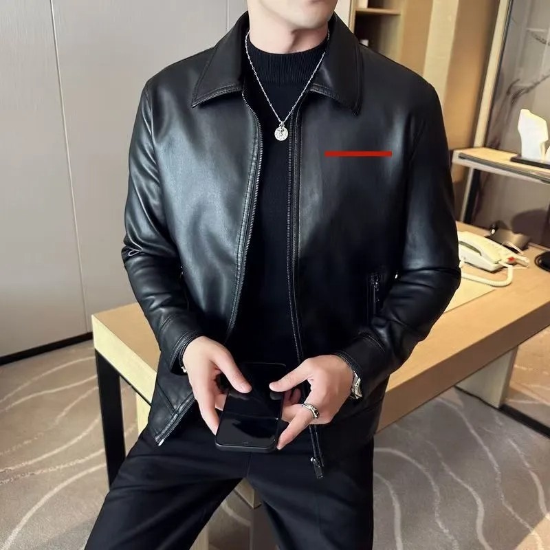 Nueva chaqueta de cuero de diseñador estilo popular para hombre a prueba de frío
