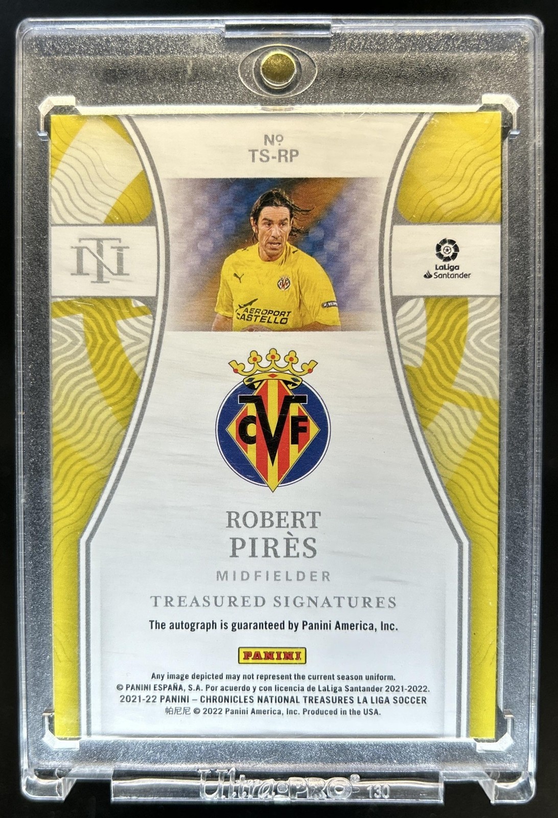 2021-22 Chronicles Robert Pires Treasured Signatures La Liga Platinum Auto #1/1 view 2
