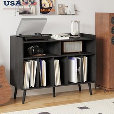 Vinyl Record Player Stand Storage Cabinet Freestanding Shelf Organizer Unit New