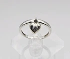 Sterling Silver Vintage Diamonique CZ Heart Charm Ring Size 8