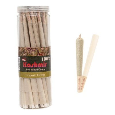 Kashmir Pre Rolled Cones Natural Rolling Paper King Size Cones W/filter 100 Pack