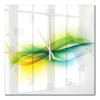 Quadratische Wanduhr Aus GehäRtetem Glas Wellenabstraktion WeißE Zeiger 60X60 Cm