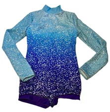 New Weissman Blue Ombré Sequins Dance Costume Girls Size Medium Child
