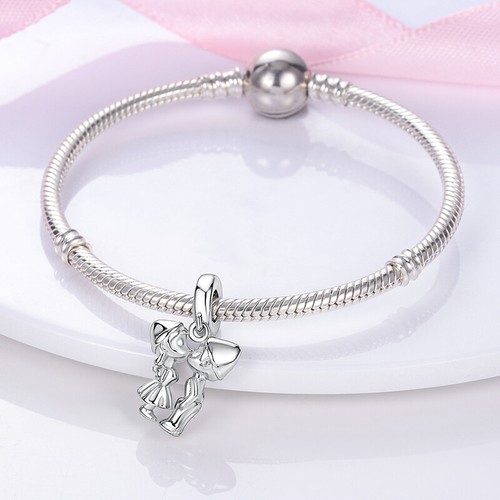 MULA Original Liebhaber Kuss Anhänger DIY Charme für Frauen Armband 925 Silber - Picture 5 of 7