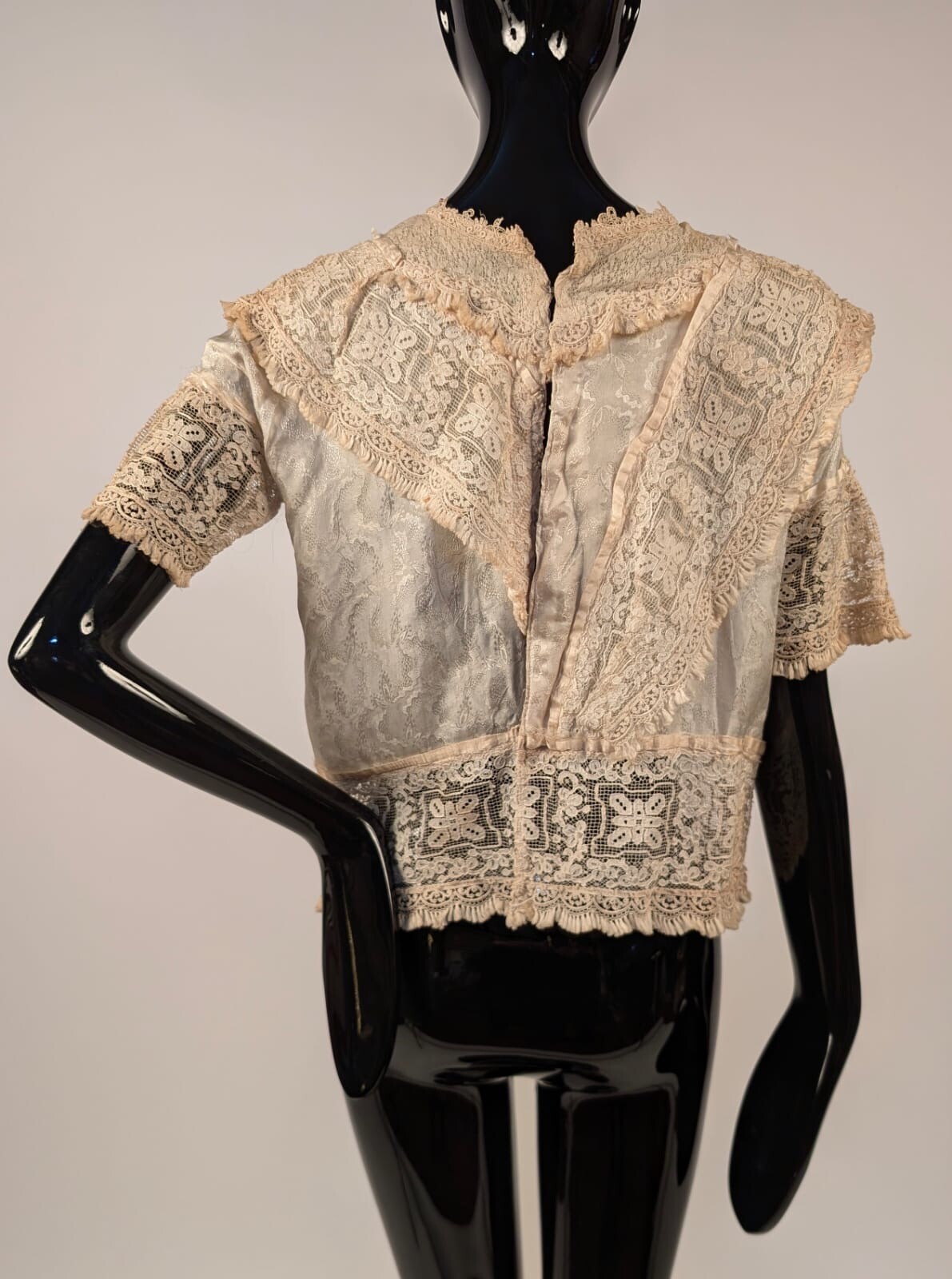 SWEET EDWARDIAN ASYMETTRICAL SILK + LACE BLOUSE 