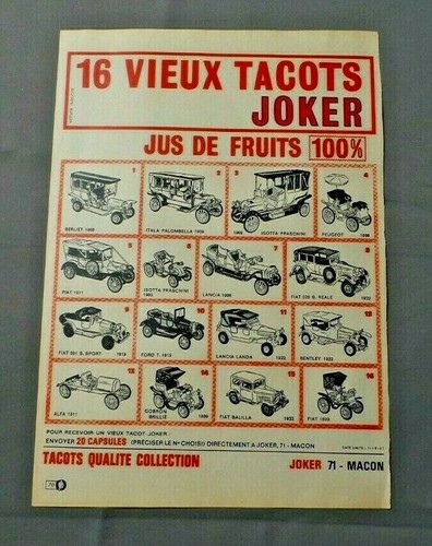 PUB PUBLICITE ANCIENNE ADVERT CLIPPING 030519 / 16 VIEUX TACOTS JOKER FIAT ALFA. - 第 1/1 張圖片