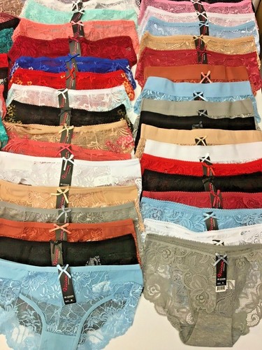 6-48 PACK WHOLESALE Lace Bikini Cheeky Sexy Hi-Cut Women's Panties Underwears - Picture 5 of 77