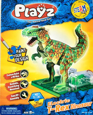 Playz 37208 ELECTRIC T-REX Dinosaur STEAM Learning Toy Build-It Toy for Ages 8 