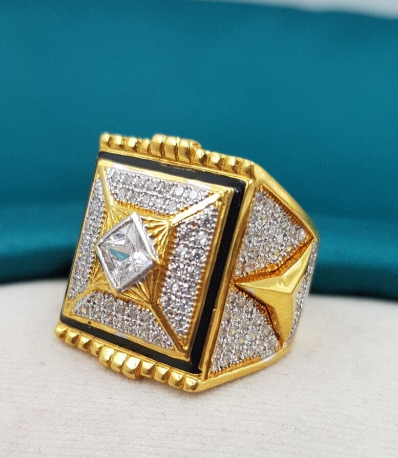 Gold Heaven 22K Gold Ring Men Heavy Look Gold Ring CZ Exclusive Design Ring