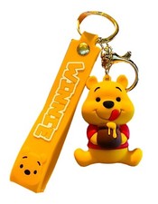 Classic Cartoon Winnie The Pooh Character Pose Silicone Charm Keychain
