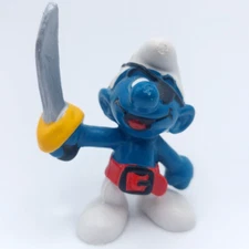 Smurfs Pirate Smurf #20104 With Sword & Eye Patch Vintage Peyo PVC Figurine 1978