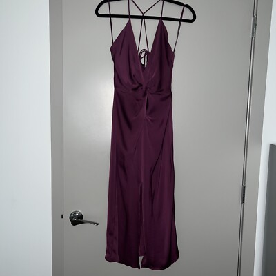purple midi satin dress Chi Chi Cowl Neck Satin Slip Midi Dress in Berry, Size 10
