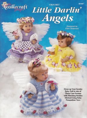 Little Darlin' Angels Crochet Booties Ruffled Dresses Syndee Dolls Panties Halos