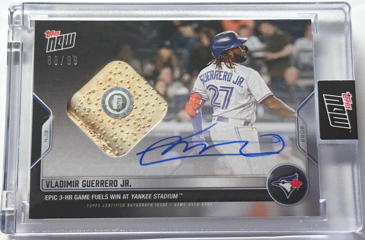VLADIMIR GUERRERO JR YANKEE STADIUM 3HR TOPPS NOW GAME USED BASE 