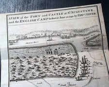 18th Century ST. AUGUSTINE Florida English Camp & Panama 1740 MAPS Magazine 