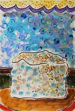 Original Bakery Sketch Food Watercolor Impressionism