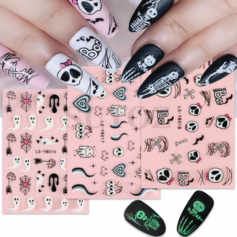 FRCOLOR 20x Schädel-Nagel-Nieten – 3D Ghost Head Mit Strass, Für Nageldesign & Deko